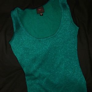 Bebe top metallic teal SM